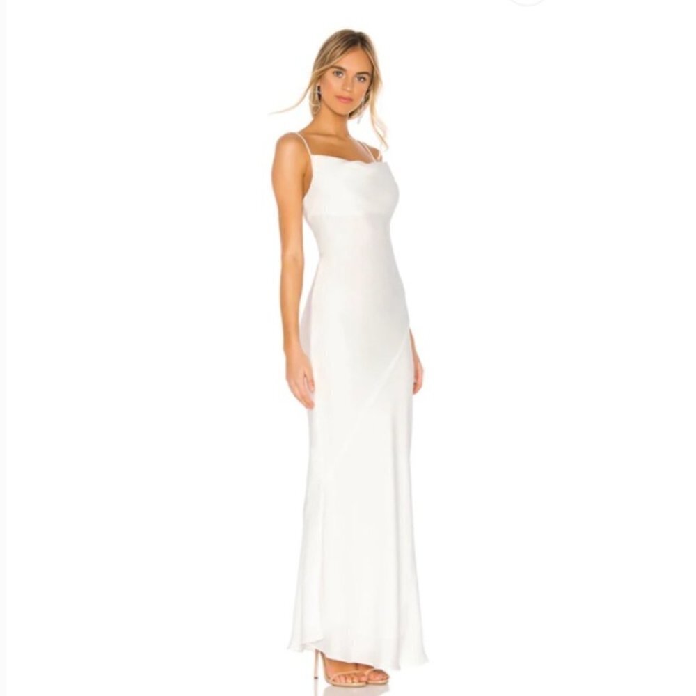 Shona Joy Lux Bias Cowl Neck Slip Dress Ivory White - Picture 4 of 12